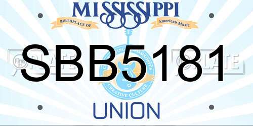 SBB5181 Mississippi License Plate