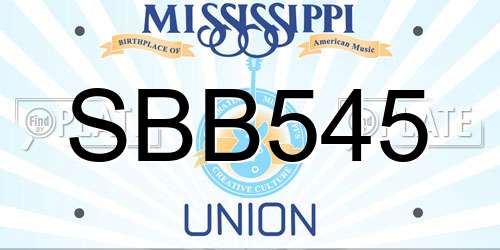 SBB545 Mississippi License Plate