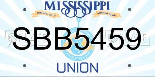 SBB5459 Mississippi License Plate