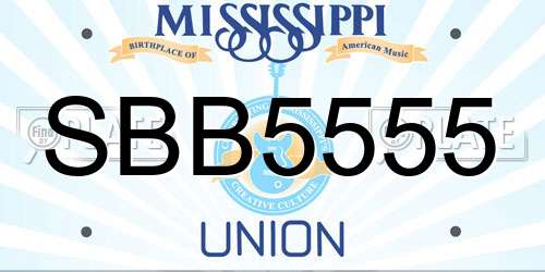 SBB5555 Mississippi License Plate