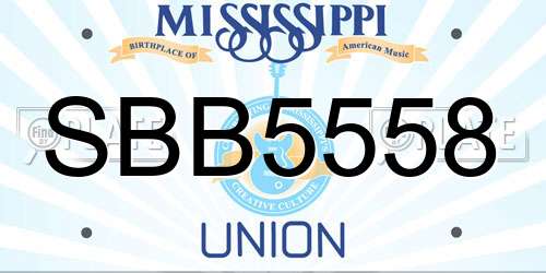 SBB5558 Mississippi License Plate