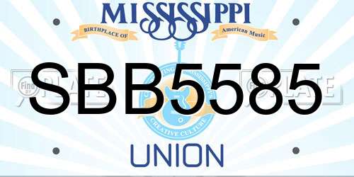 SBB5585 Mississippi License Plate
