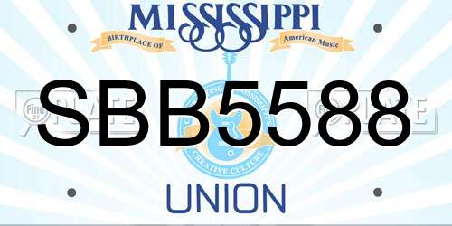SBB5588 Mississippi License Plate