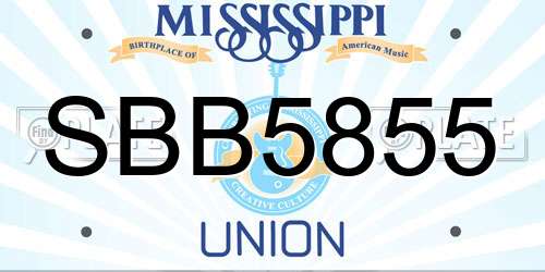 SBB5855 Mississippi License Plate