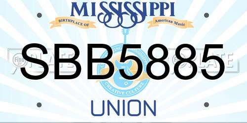 SBB5885 Mississippi License Plate