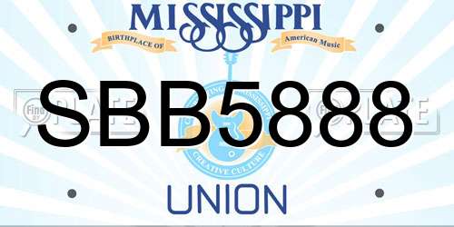 SBB5888 Mississippi License Plate