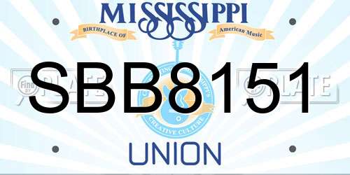 SBB8151 Mississippi License Plate