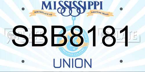 SBB8181 Mississippi License Plate