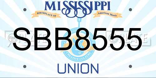 SBB8555 Mississippi License Plate
