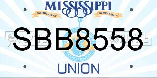 SBB8558 Mississippi License Plate