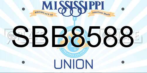 SBB8588 Mississippi License Plate