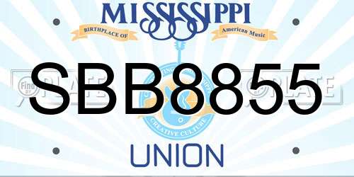 SBB8855 Mississippi License Plate
