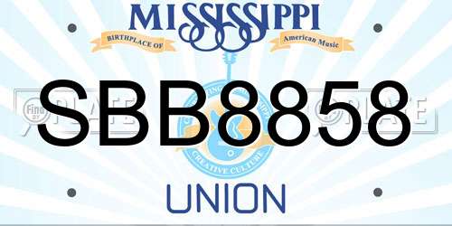SBB8858 Mississippi License Plate