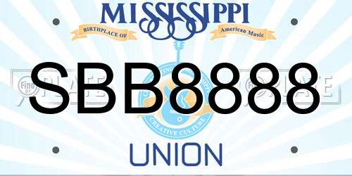 SBB8888 Mississippi License Plate