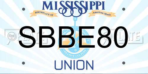SBBE80 Mississippi License Plate