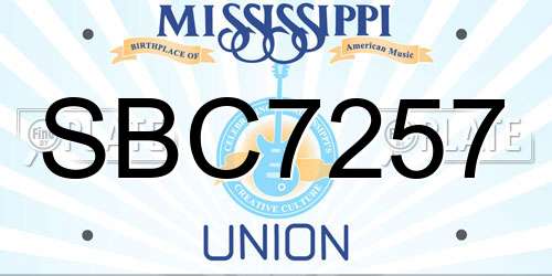 SBC7257 Mississippi License Plate