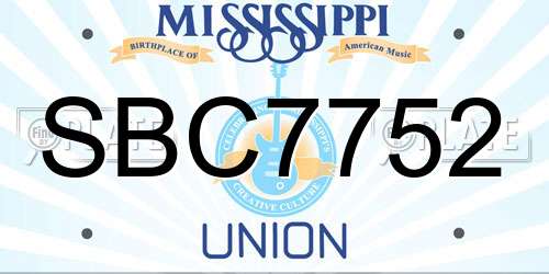 SBC7752 Mississippi License Plate