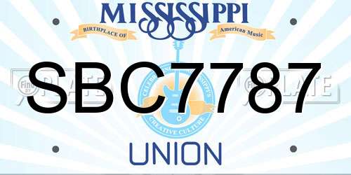 SBC7787 Mississippi License Plate