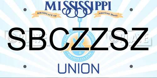 SBCZZSZ Mississippi License Plate