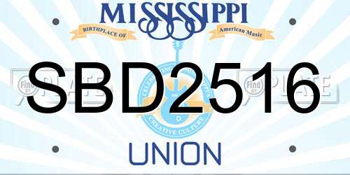 SBD2516 Mississippi License Plate