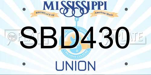 SBD430 Mississippi License Plate
