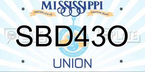 SBD43O Mississippi License Plate