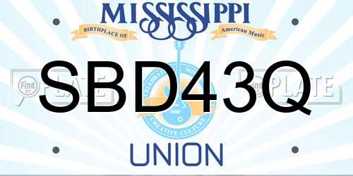SBD43Q Mississippi License Plate