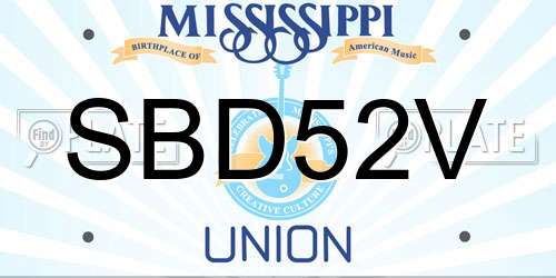 SBD52V Mississippi License Plate
