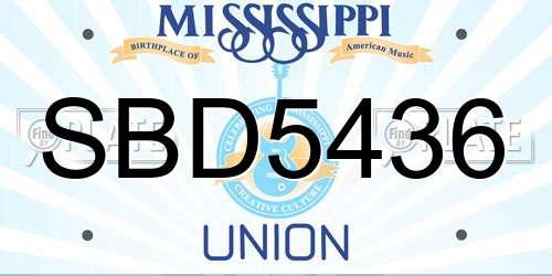 SBD5436 Mississippi License Plate