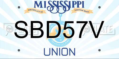 SBD57V Mississippi License Plate