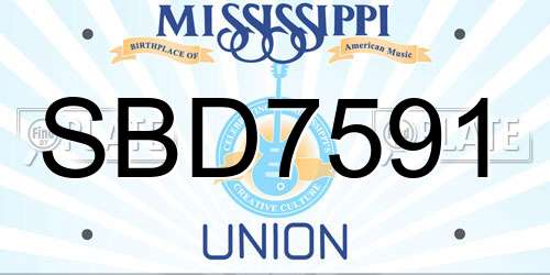 SBD7591 Mississippi License Plate