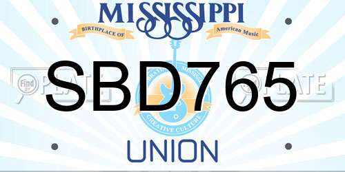 SBD765 Mississippi License Plate