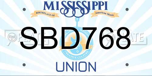 SBD768 Mississippi License Plate