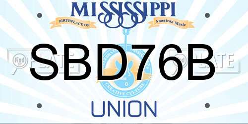 SBD76B Mississippi License Plate