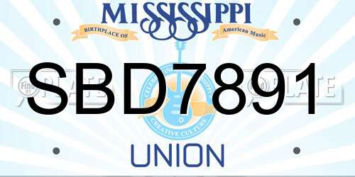 SBD7891 Mississippi License Plate
