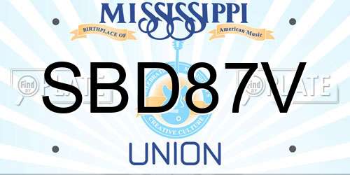 SBD87V Mississippi License Plate
