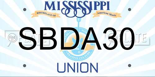 SBDA30 Mississippi License Plate