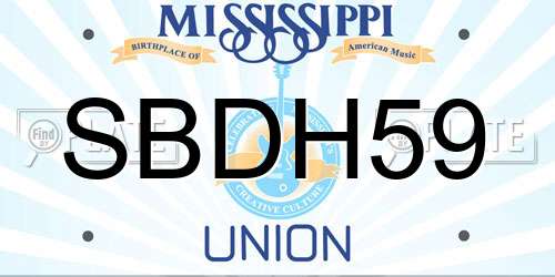 SBDH59 Mississippi License Plate
