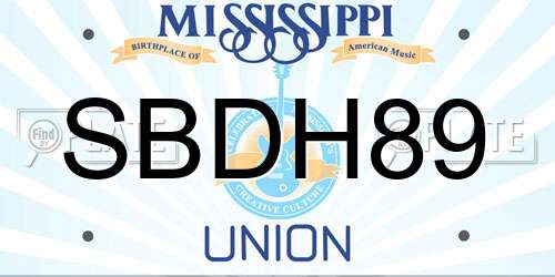 SBDH89 Mississippi License Plate