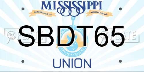 SBDT65 Mississippi License Plate