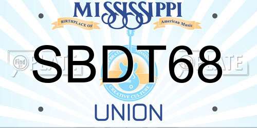 SBDT68 Mississippi License Plate