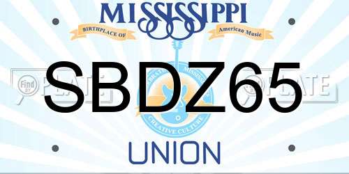 SBDZ65 Mississippi License Plate