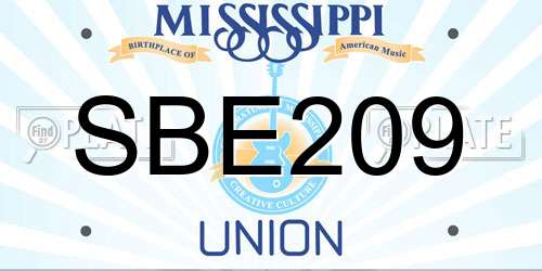 SBE209 Mississippi License Plate