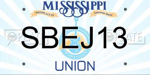 SBEJ13 Mississippi License Plate