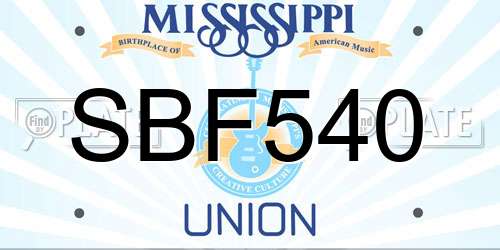 SBF540 Mississippi License Plate