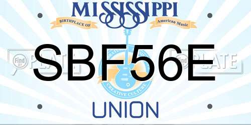 SBF56E Mississippi License Plate