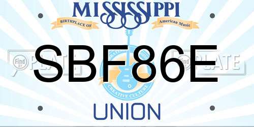 SBF86E Mississippi License Plate