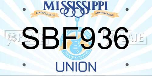 SBF936 Mississippi License Plate