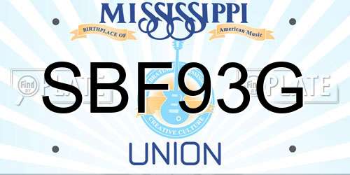 SBF93G Mississippi License Plate