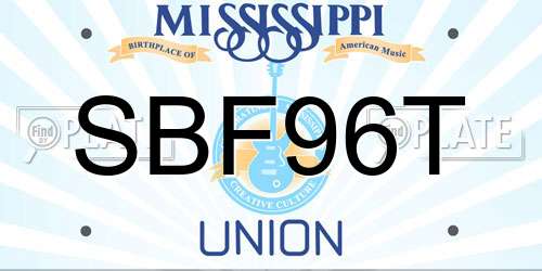 SBF96T Mississippi License Plate